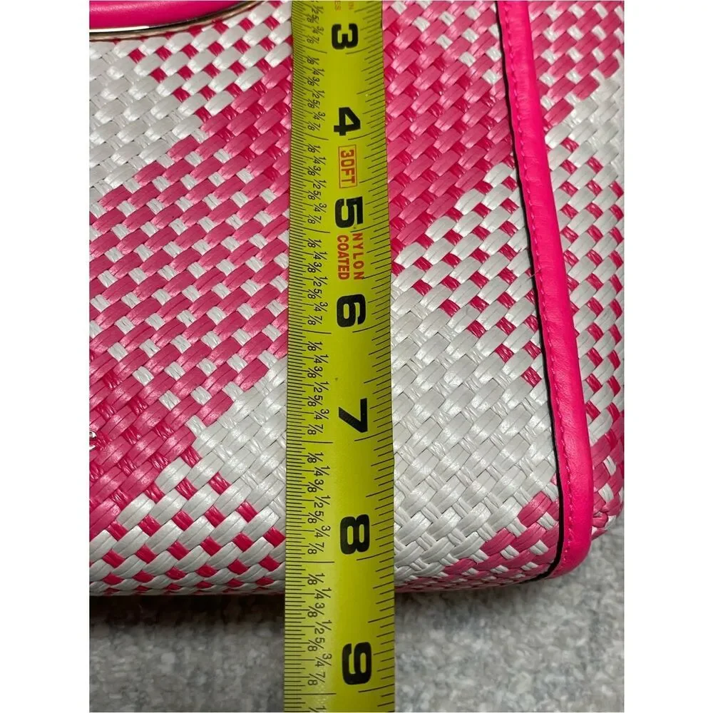 Kate Spade NY Alexia Pink & White Gingham Woven Convertible Crossbody Clutch Bag